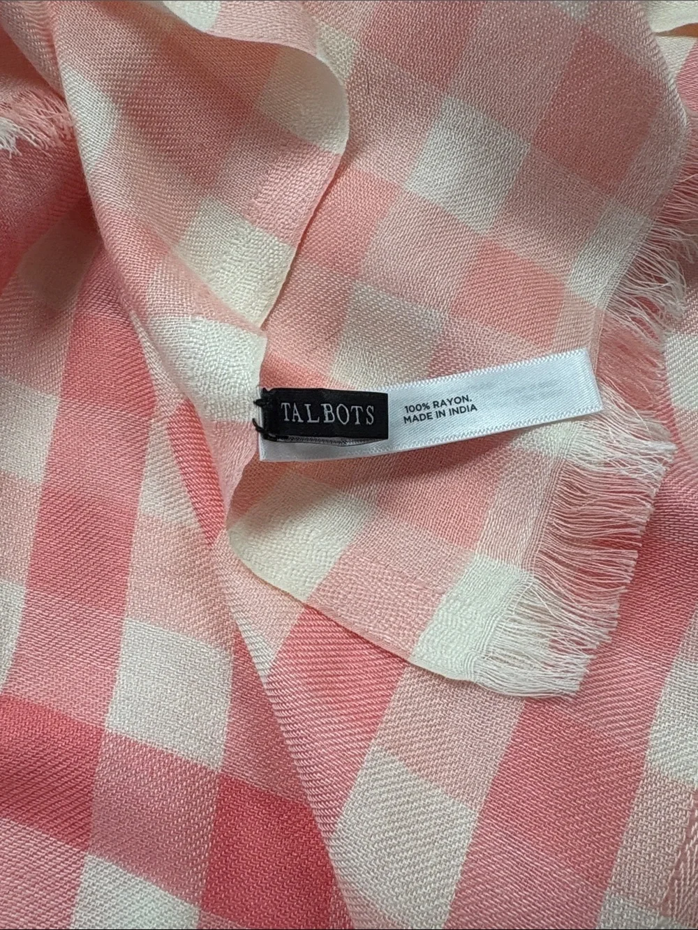 Talbots Hombre Pink and Yellow Checked Scarf